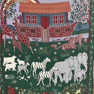 Colorful Noah's Ark Tapestry Throw Blanket Goodwin Weavers